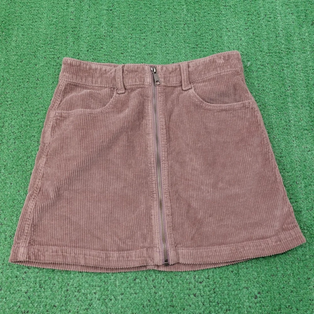 American Eagle Skirt Womens 2 Pink Corduroy A-Line Short High Rise Zip